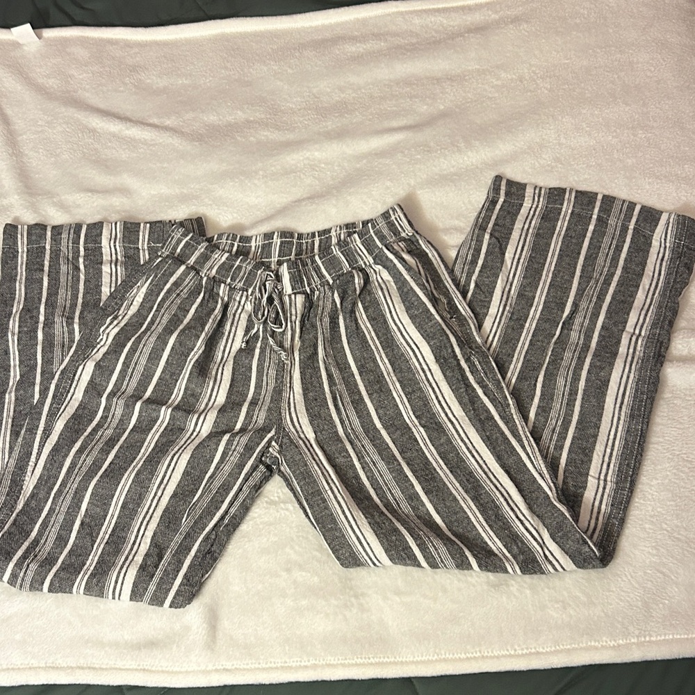 Gray and White Striped Beach Pants